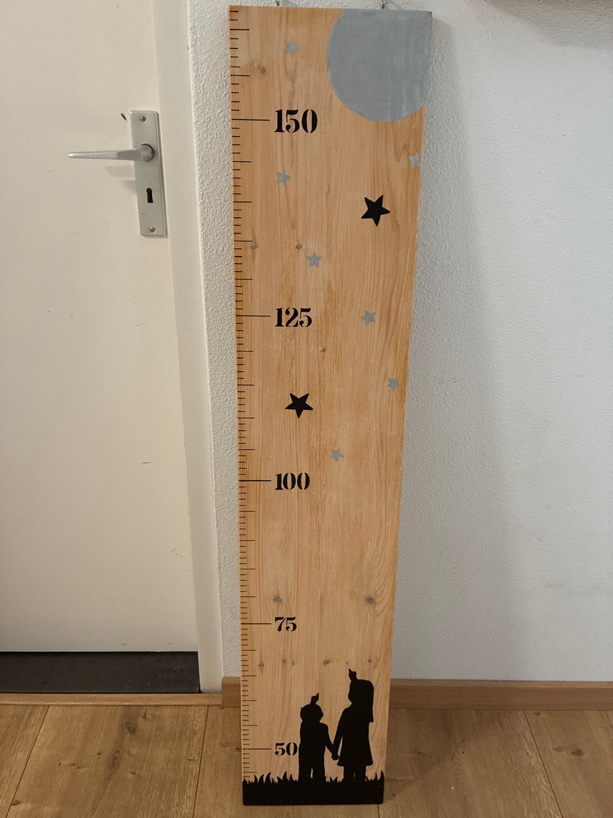 Houten groeimeter voor kinderen met maan en sterren, Gebruikt, Overige merken, Ophalen of Verzenden, Wanddecoratie