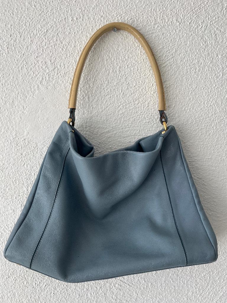 Hemisphere blue leather bag blauw leer tas, Verzenden, Zo goed als nieuw, Blauw, Handtas
