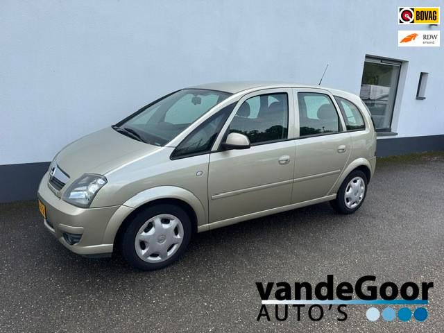 Opel Meriva 1.6-16V Essentia, '06, airco, cruise, trekhaak,, Voorwielaandrijving, Gebruikt, Zwart, 4 cilinders