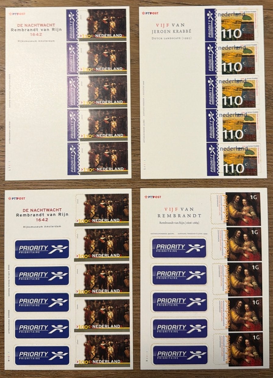 * velletjes priority stickers . Rembrandt/Jeroen Krabbé, Ophalen of Verzenden, Na 1940, Postfris