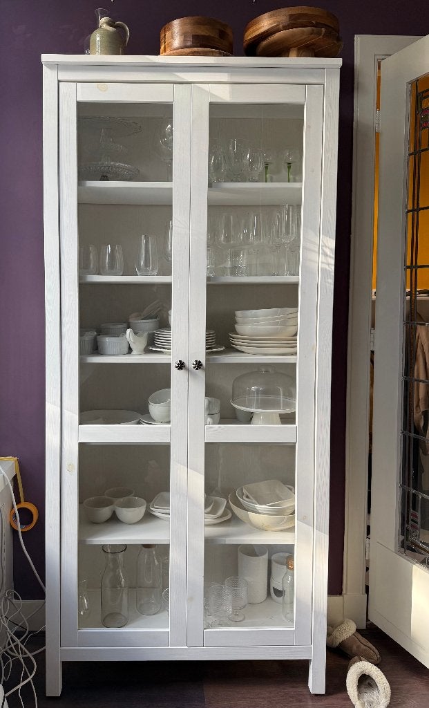 Ikea HEMNES Glass-door cabinet white stain, Ophalen, 50 tot 100 cm, Zo goed als nieuw, Minder dan 100 cm