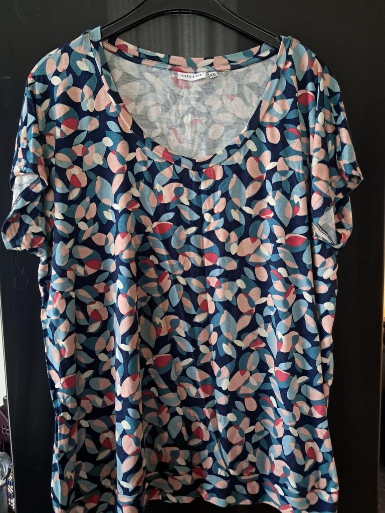 City Life Dames T-shirt XXL met Bladprint, Kleding | Dames, Blauw, Maat 46/48 (XL) of groter, Ophalen of Verzenden, Korte mouw