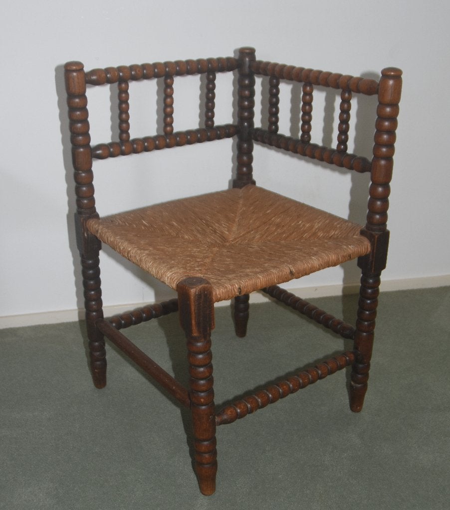 Antieke Bobbin eiken hoekstoel stoel, Antiek en Kunst, Antiek | Meubels | Stoelen en Banken, Ophalen of Verzenden