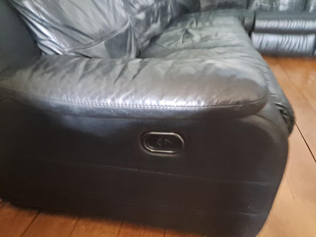 Lederen hoekbank zwart, Ophalen, Gebruikt, 125 cm of meer, Overige vormen