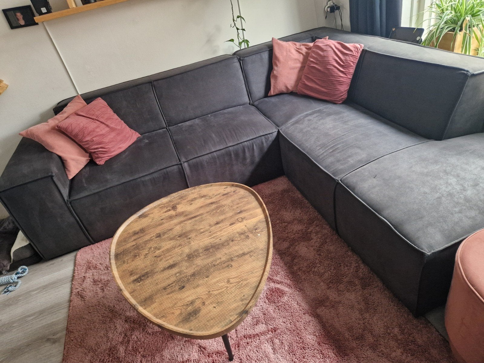 hoekbank antraciet, Ophalen, Gebruikt