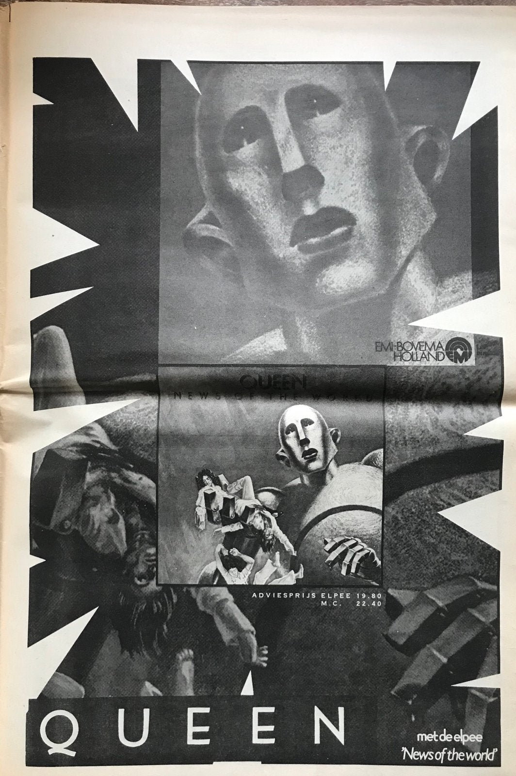 Paginagrote A3 advertentie QUEEN News Of The World release, Ophalen of Verzenden, Zo goed als nieuw