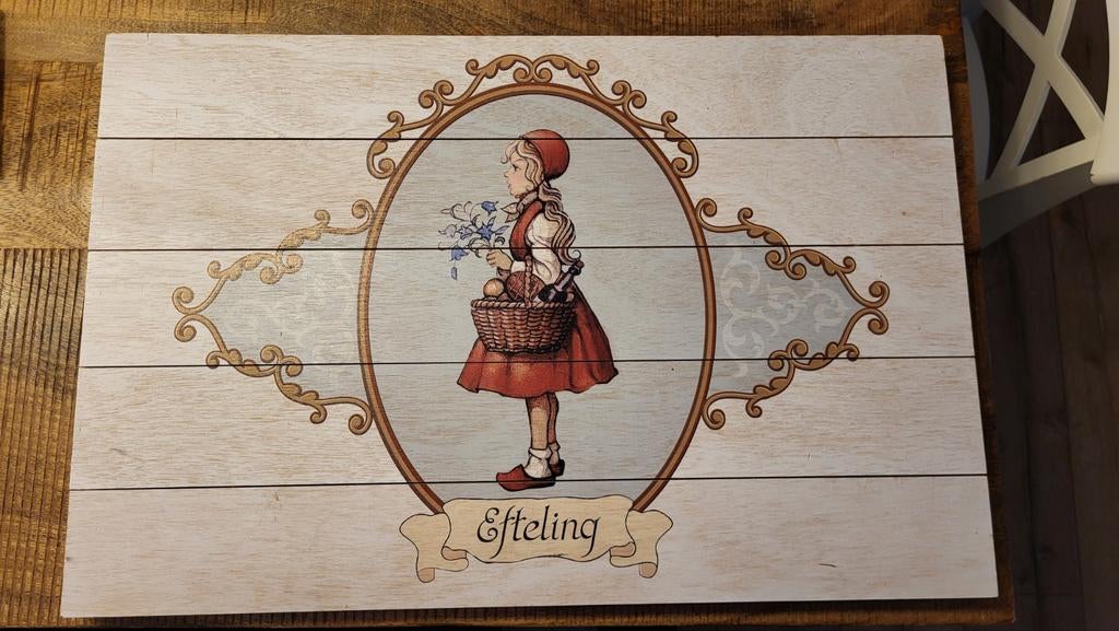 Houten hangbord Roodkapje - Origineel Efteling, Ophalen, Zo goed als nieuw, Overige typen