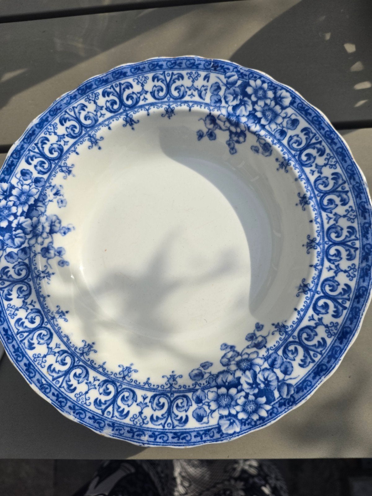Set van 6 antieke soepborden, blauw-wit decor, Antiek en Kunst, Ophalen of Verzenden