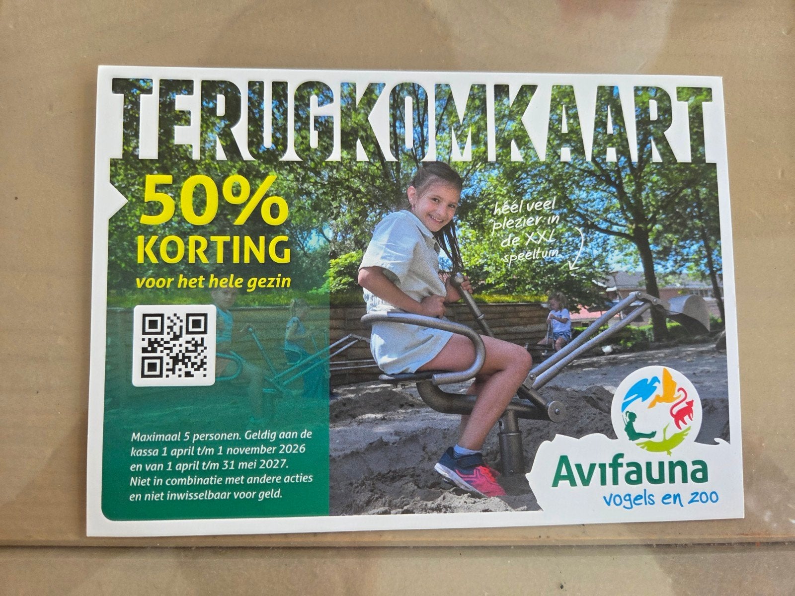 50% korting 5 pers Avifauna, Tickets en Kaartjes, Drie personen of meer, Kortingskaart