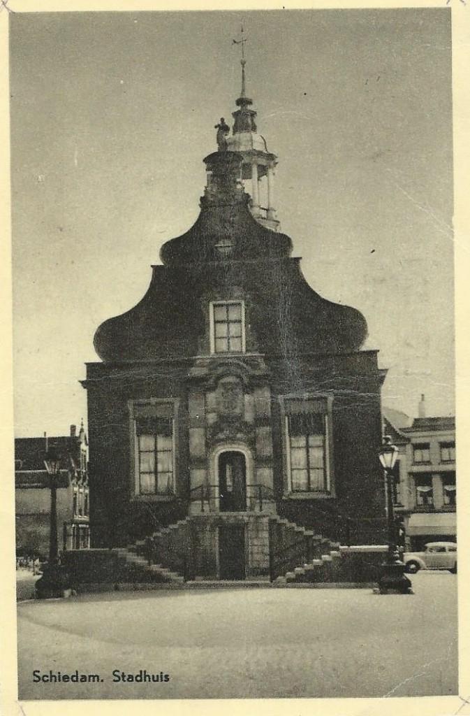 Ansichtkaart SCHIEDAM  Stadhuis, Verzenden, 1940 tot 1960, Gelopen, Zuid-Holland