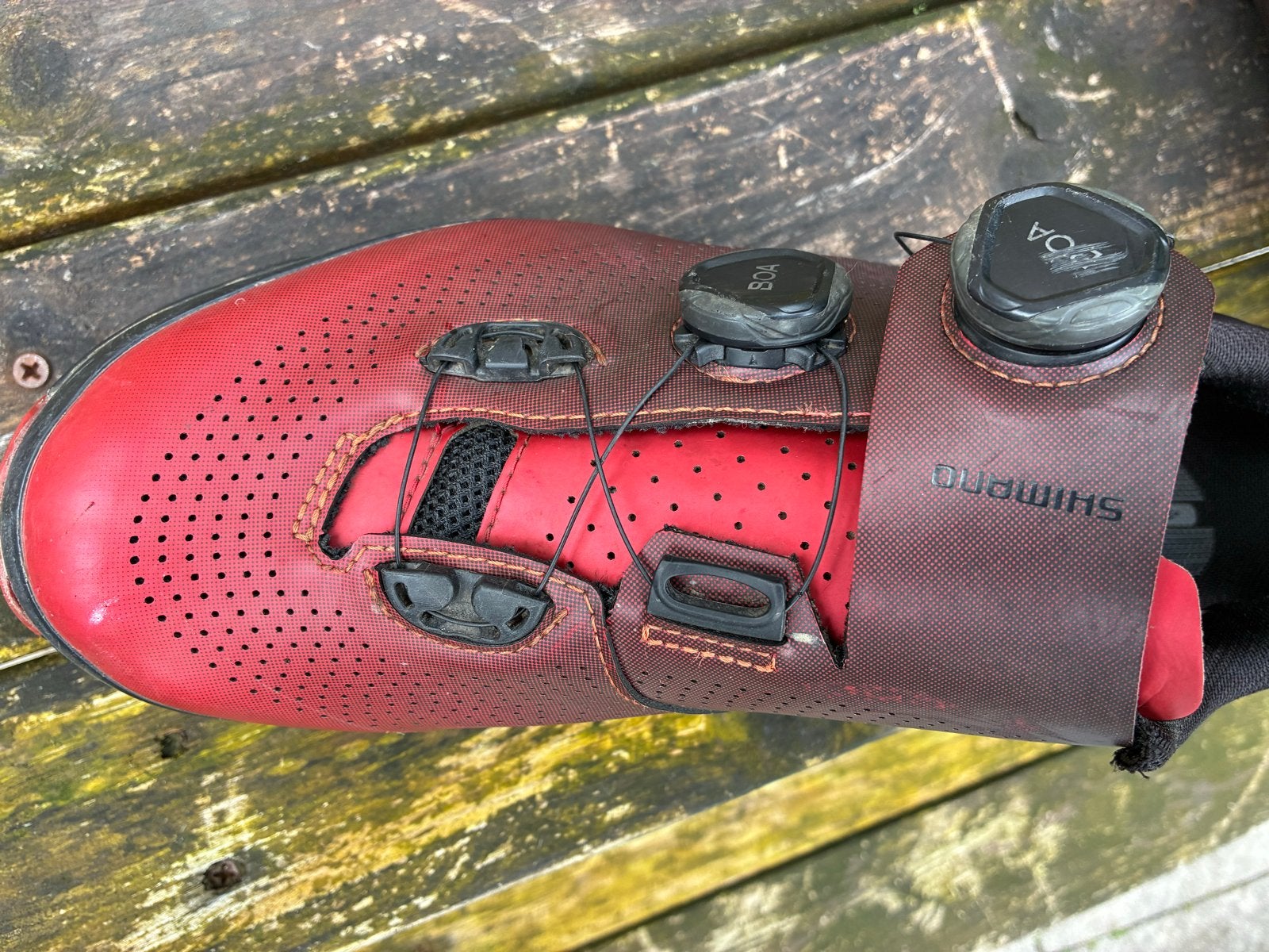 Shimano fietsschoenen maat 43, rood/zwart, BOA sluiting, Ophalen, Gebruikt, Heren, Schoenen