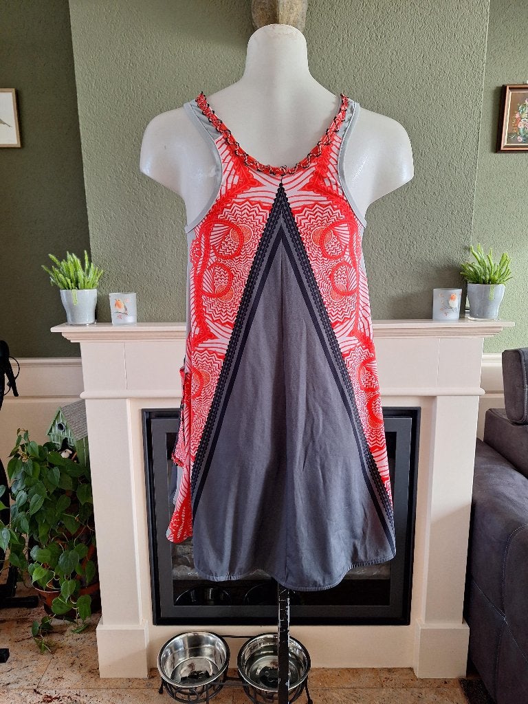Save the Queen rood grijze top M 38 40, Maat 38/40 (M), Verzenden, Save the Queen, Zo goed als nieuw