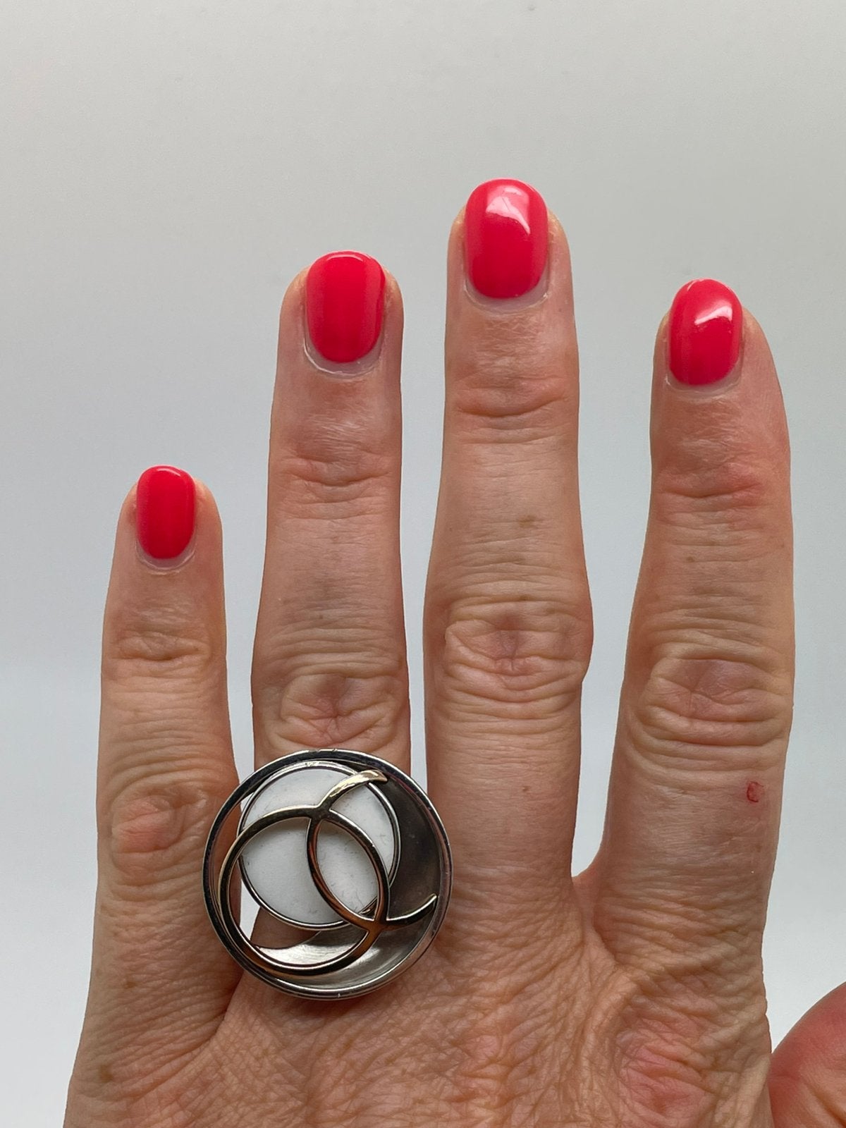 E830 Prachtige Franz Breuning zilveren ring corian maat 17, Overige kleuren, Ophalen of Verzenden, X, Dame