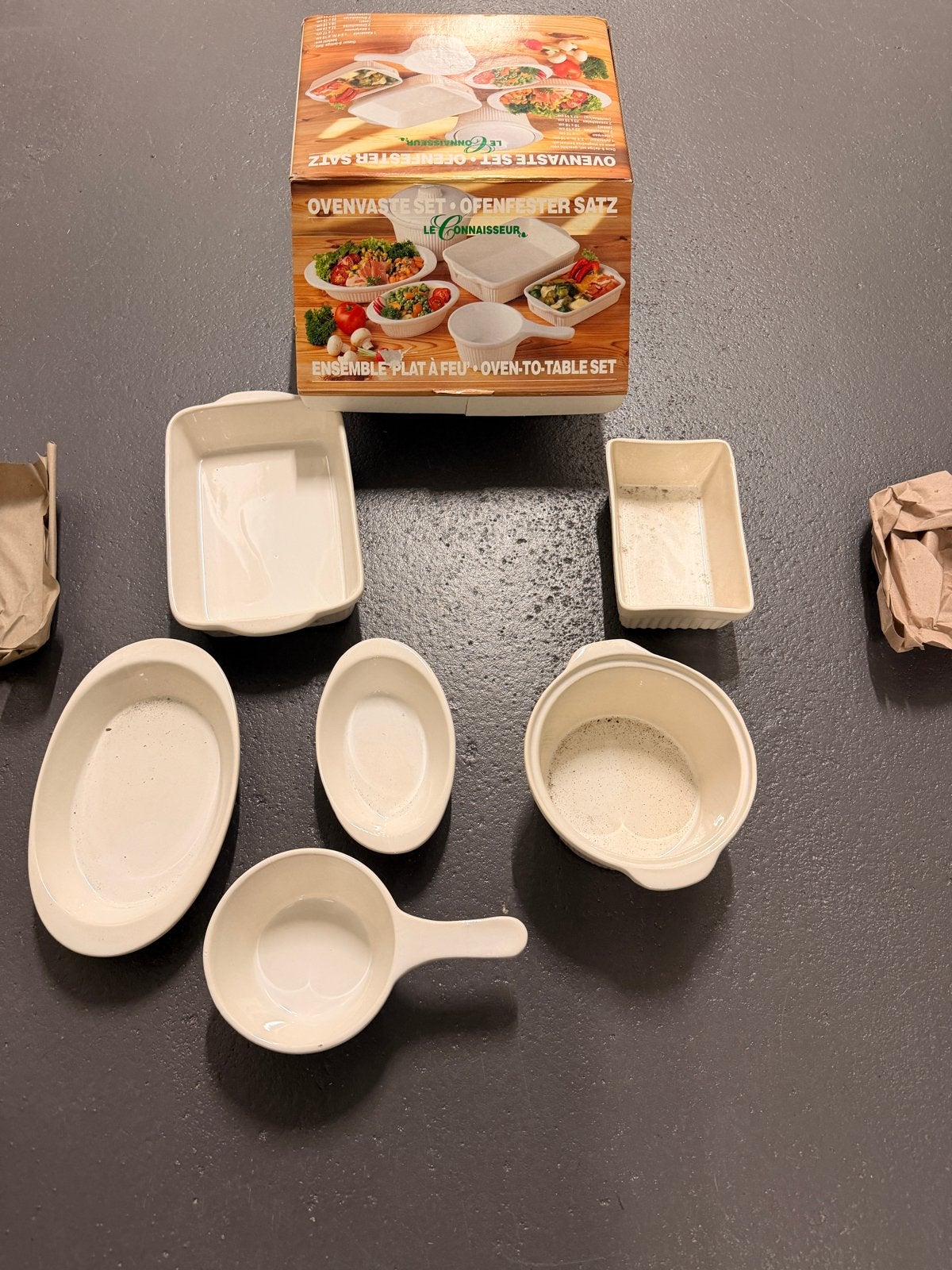 Vintage oven schalen set - Nooit gebruikt, Huis en Inrichting, Overige typen, Ophalen of Verzenden, Zo goed als nieuw, Steen/keramiek