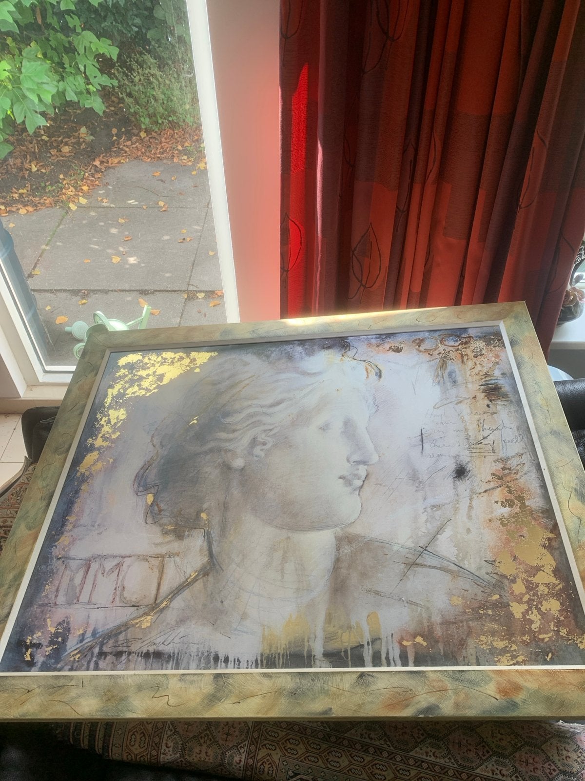 Groot schilderij met klassiek portret, 125x104 cm, Ophalen, Portret of Personen, Ingelijst, Gemengde techniek