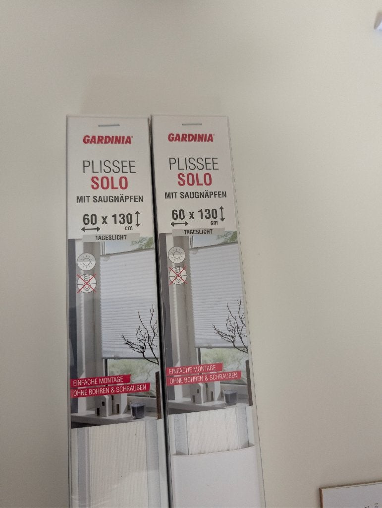 2x Gardinia plisee met zuignappen 60x130, Ophalen, Wit, 60 cm, Lichtdoorlatend