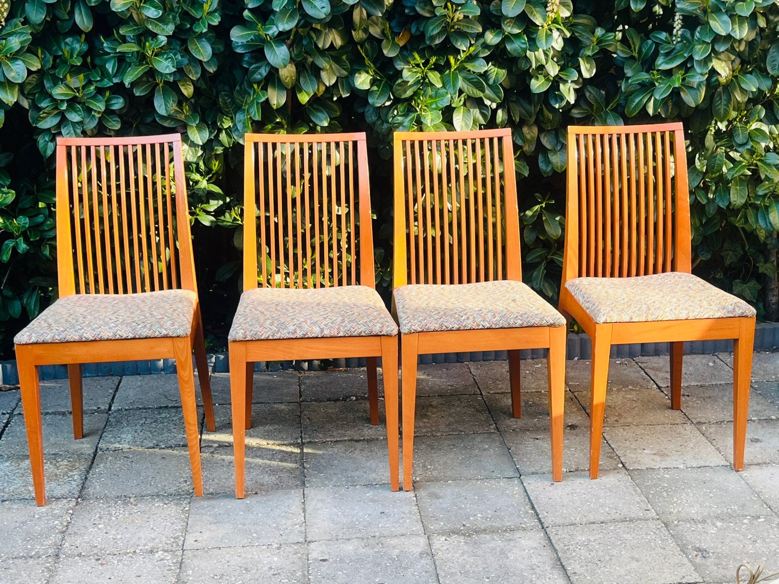 Set 4 Vintage Stoelen A. Sibau /Frank Llyod Wright Jaren 80, Ophalen of Verzenden, Zo goed als nieuw, Vier