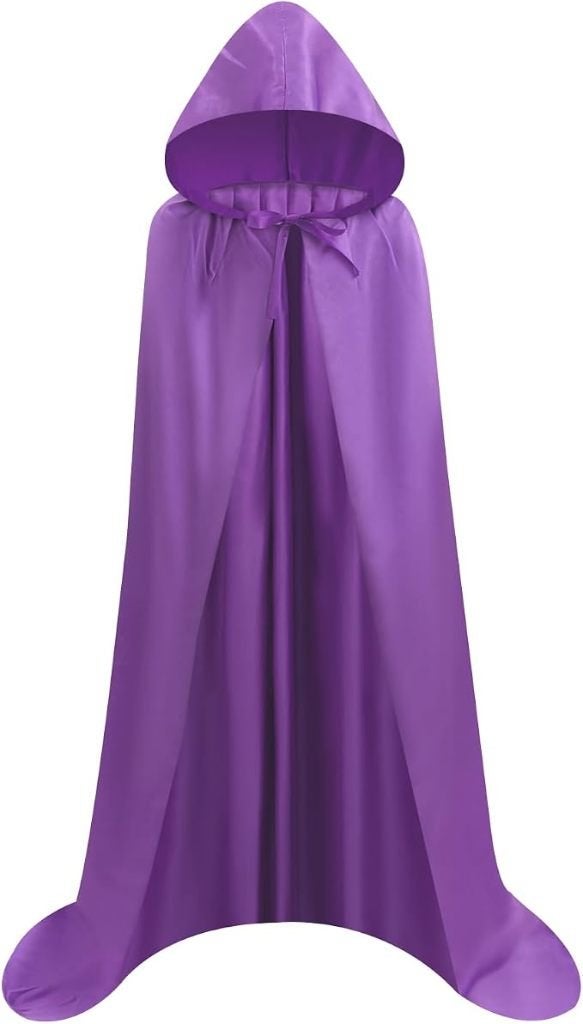 halloween kleding paarse cape met capuchon , mt L, Maat 52/54 (L), Onbekend, Ophalen of Verzenden, Zo goed als nieuw