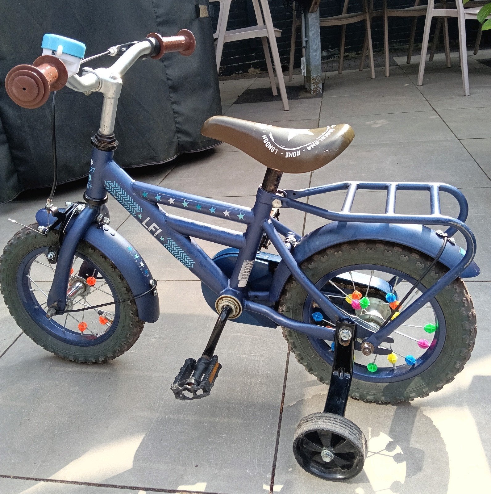 12 inch jongensfiets Lief! matblauw met zijwieltjes, Ophalen, Terugtraprem, Zijwieltjes, Gebruikt