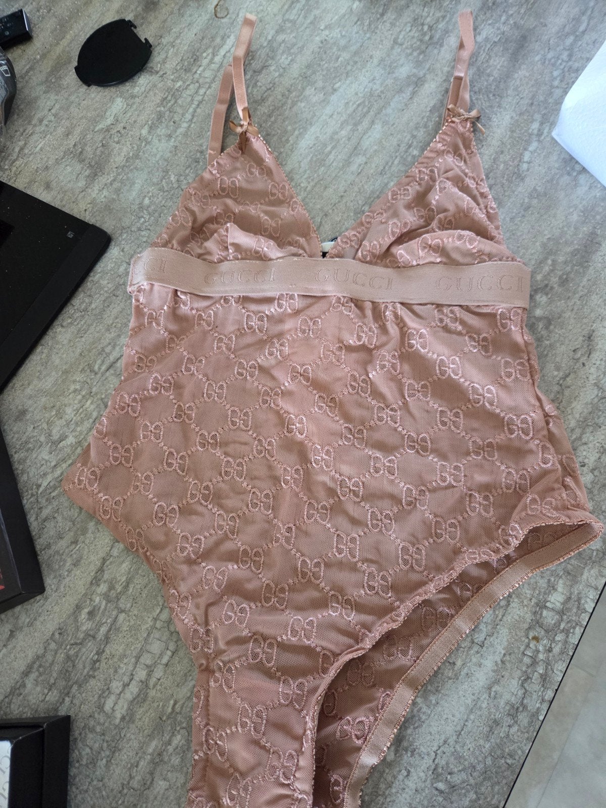 Gucci Body met GG-patroon - Roze, Gucci, Ophalen of Verzenden, Roze, Body of Korset