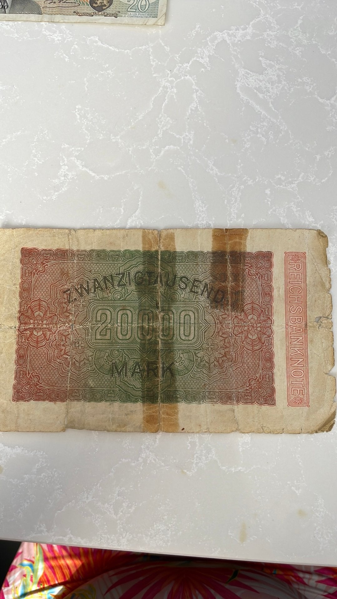 Duitse Bankbiljet 20.000 Mark, 1923, Ophalen of Verzenden, Duitsland, 100 euro