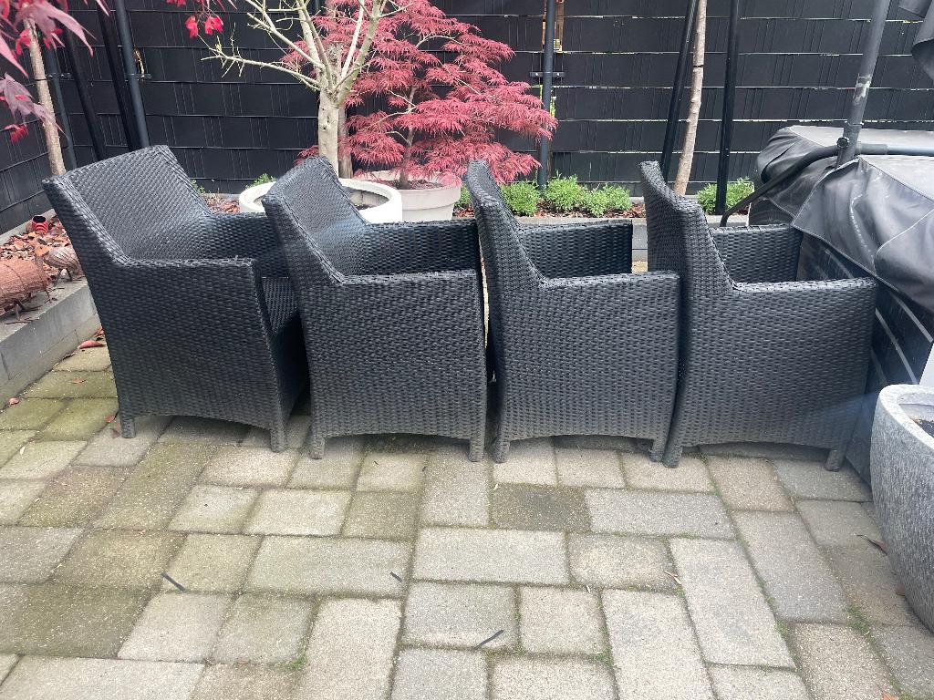 4x tuinstoelen, PR Design, setprijs, Tuin en Terras, Tuinstoelen, Ophalen, Gebruikt, Kunststof