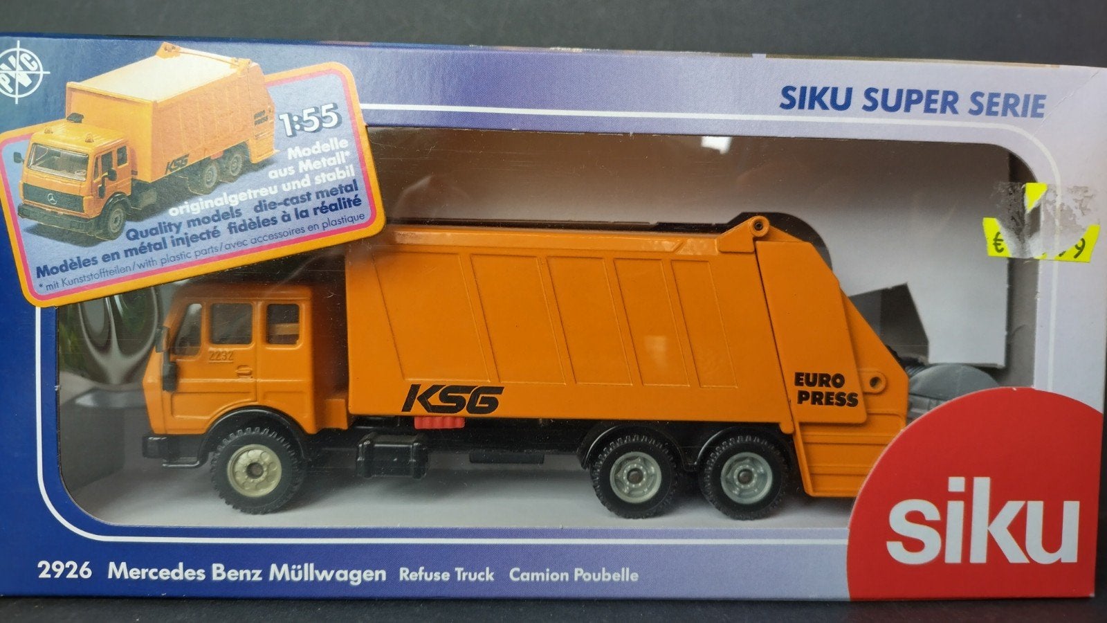 Mercedes Benz KSG euro press vuilniswagen 1:55 Siku 2926 Pol, Hobby en Vrije tijd, Modelauto's | 1:50, SIKU, Verzenden, Zo goed als nieuw