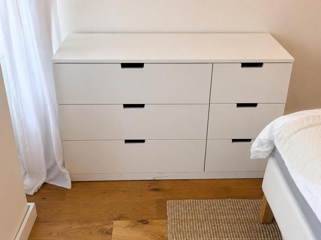 NORDLI IKEA kast met 6 laden, wit, Ophalen, Gebruikt, 100 tot 150 cm, 5 laden of meer