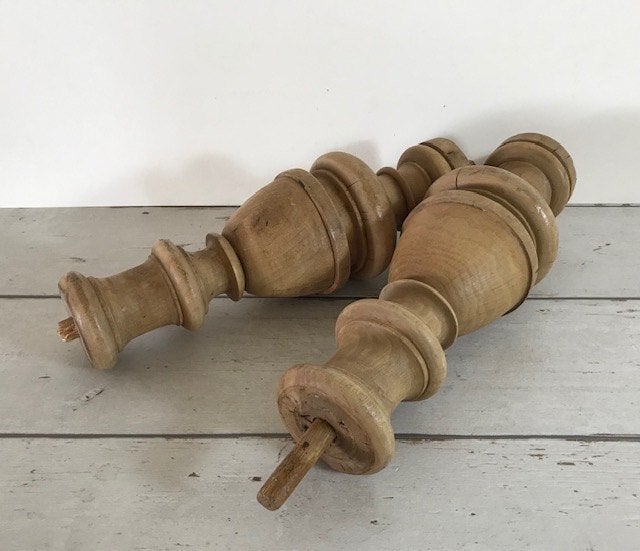 Set van twee Franse vintage houten balusters 30 cm, Ophalen of Verzenden
