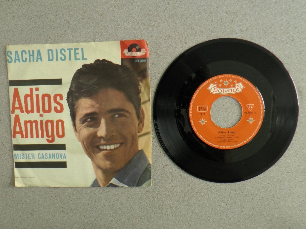 Sacha Distel - Adios Amigo VINYL SINGLE, Gebruikt, 7 inch, Pop, Fotohoes