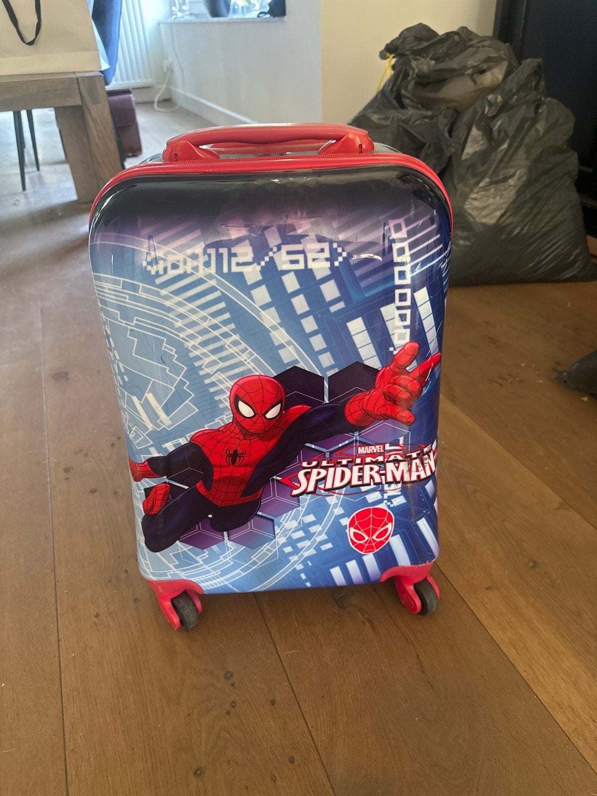 Marvel Ultimate Spider-Man Kinderkoffer met Wieltjes, Ophalen, Gebruikt, 50 tot 60 cm, Hard kunststof