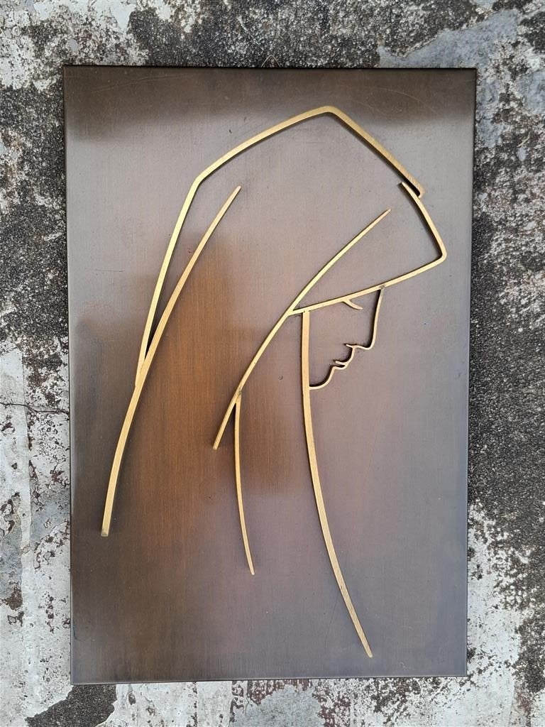 Wanddecoratie '60s ( Maria ) Retro/Vintage/Design, Ophalen of Verzenden, Bruin, Metaal