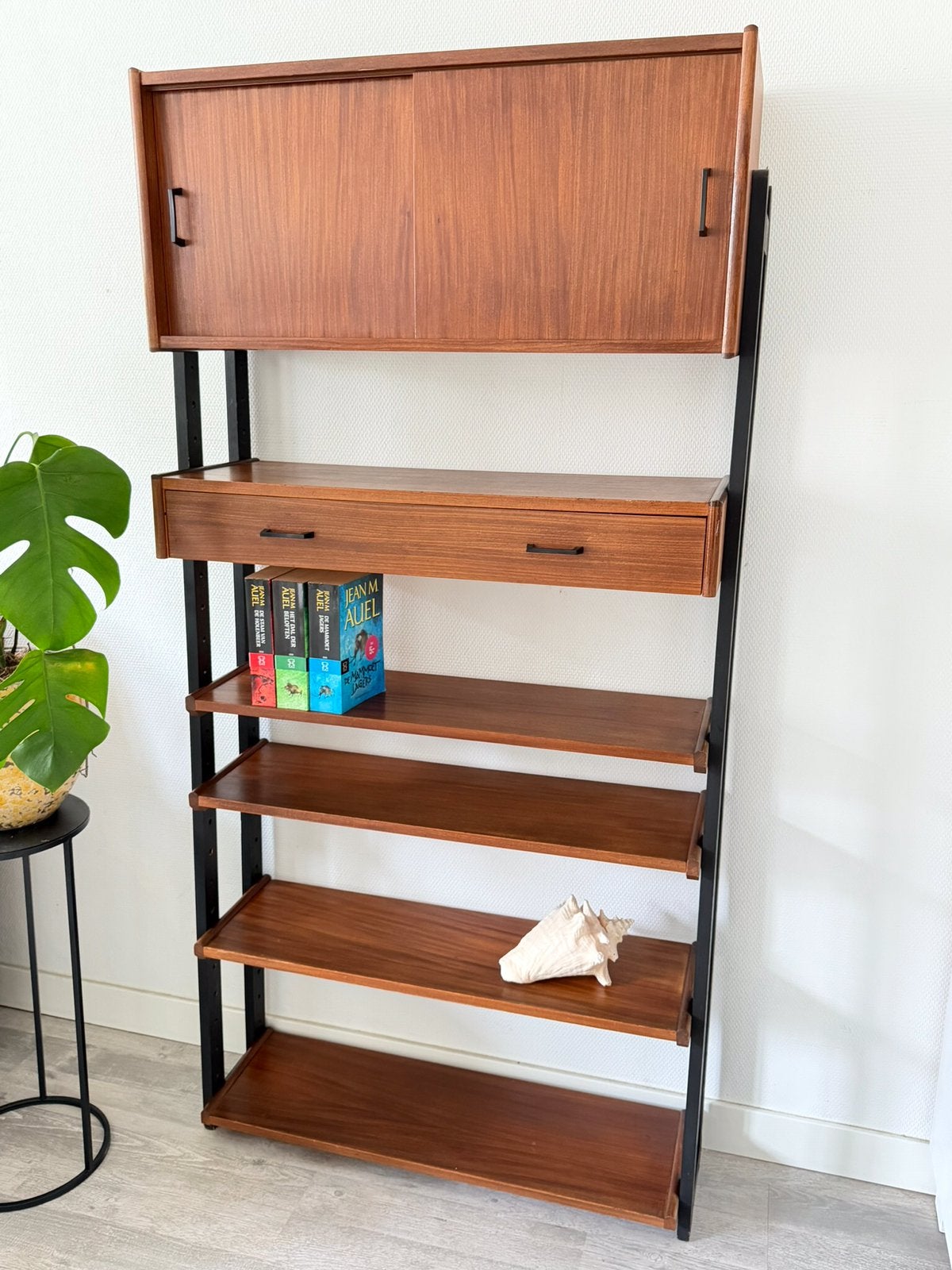 Vintage modulair wandsysteem jaren 60 Simpla Lux, Huis en Inrichting, Kasten | Wandmeubels, Ophalen, Gebruikt, Met deur(en), Teakhout