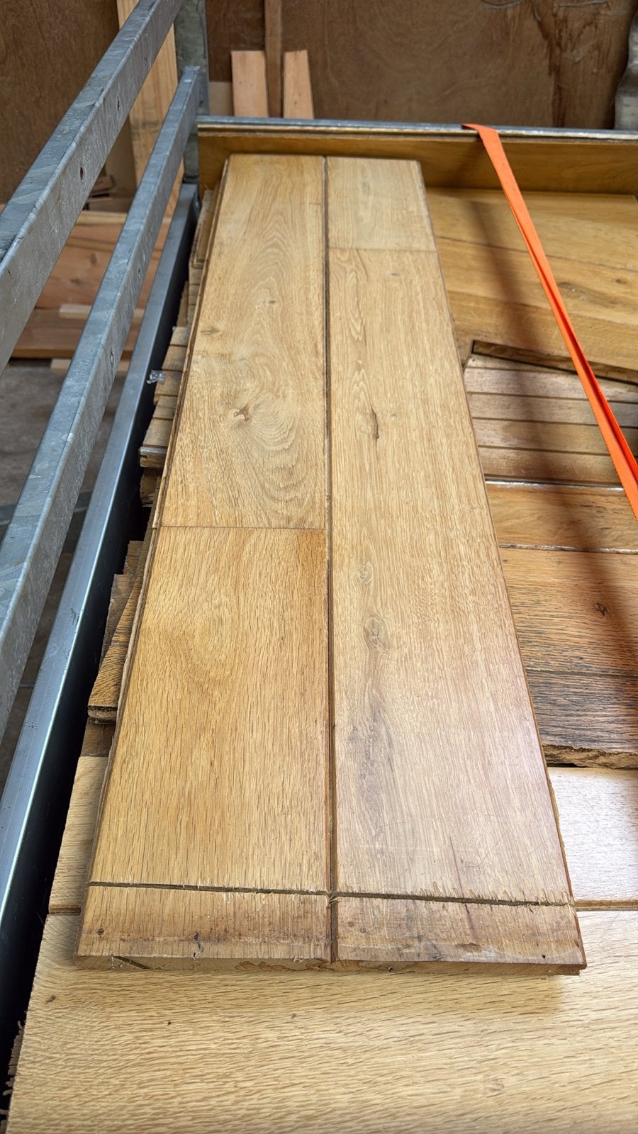 Massief eiken vloer, 70m2, uitgezaagd, Doe-het-zelf en Verbouw, Ophalen, Gebruikt, 50 tot 150 cm, Vloerdelen of -planken