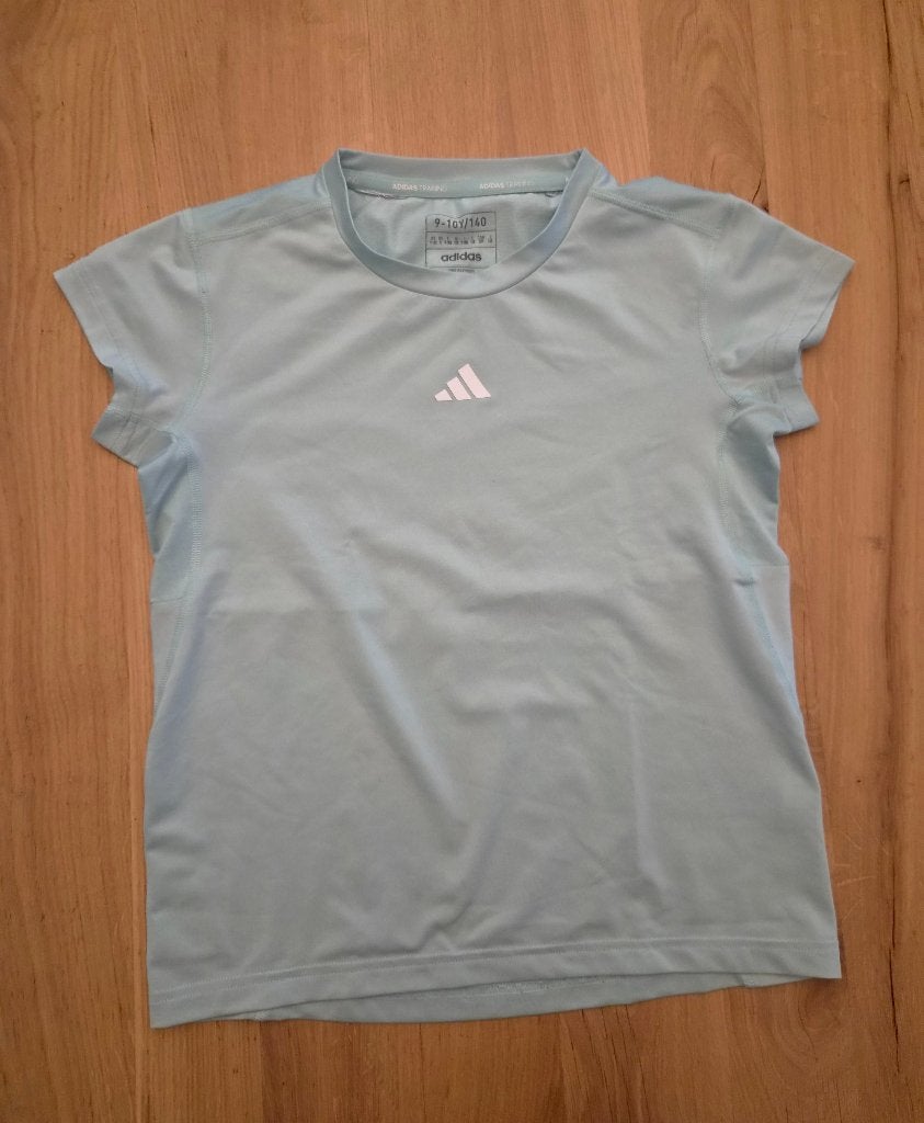 Adidas sportshirt, iceblue, blauw, meisje, maat 140, Adidas, Meisje, Sport- of Zwemkleding, Ophalen of Verzenden