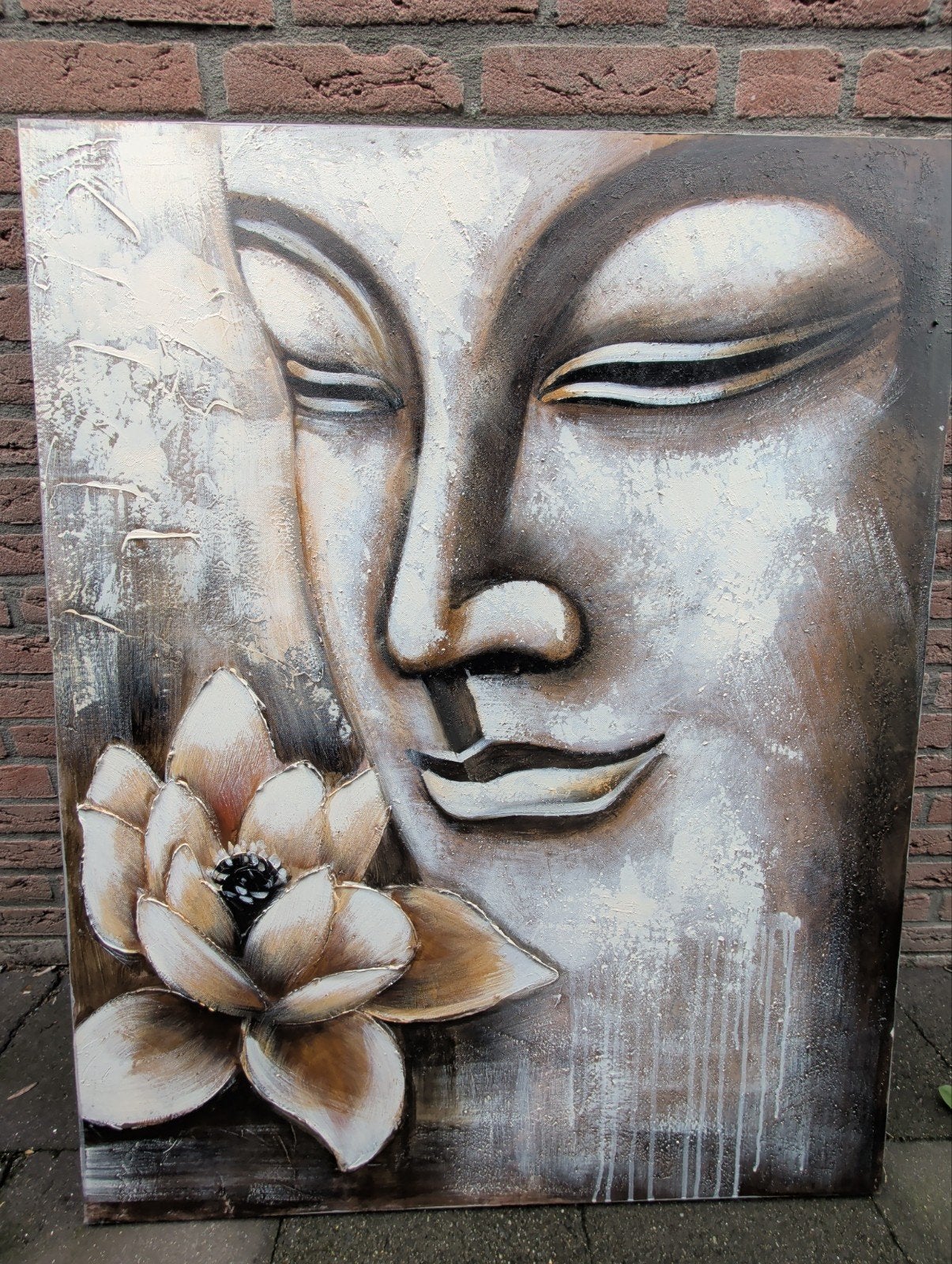 Boeddha Canvas 80x100 cm, Ophalen, Zo goed als nieuw, Schilderij, 75 tot 100 cm