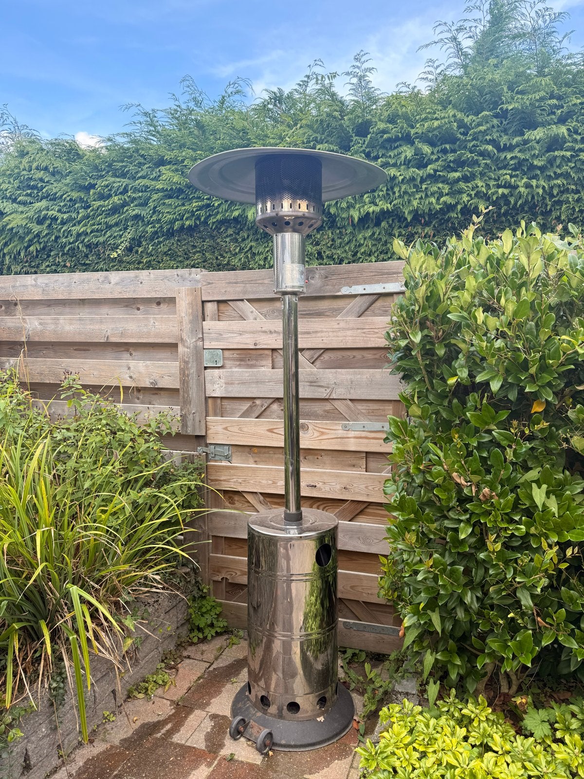 Terrasverwarmer op gas - RVS - 14KW, Tuin en Terras, Ophalen, Gebruikt, Gas, Vloer
