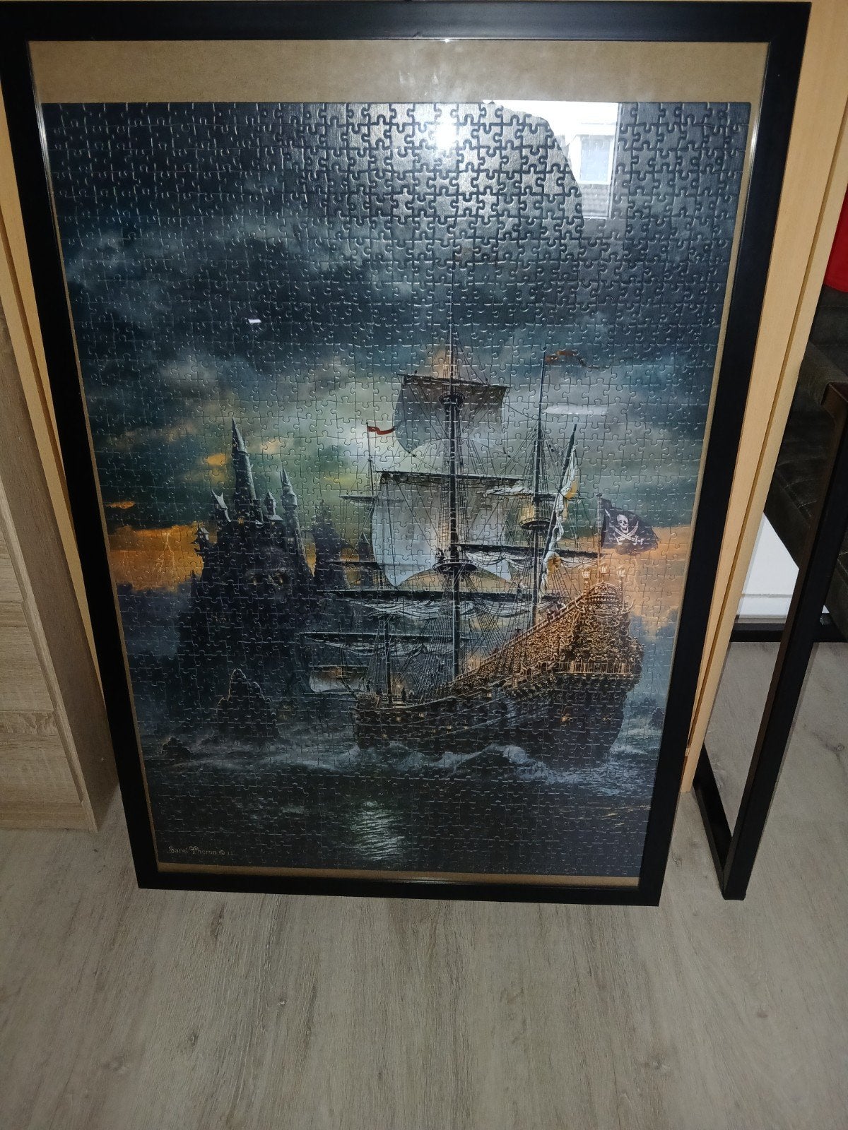 Ingelijste legpuzzel piratenschip - Gratis af te halen, Ophalen, Meer dan 1500 stukjes, Gebruikt, Legpuzzel