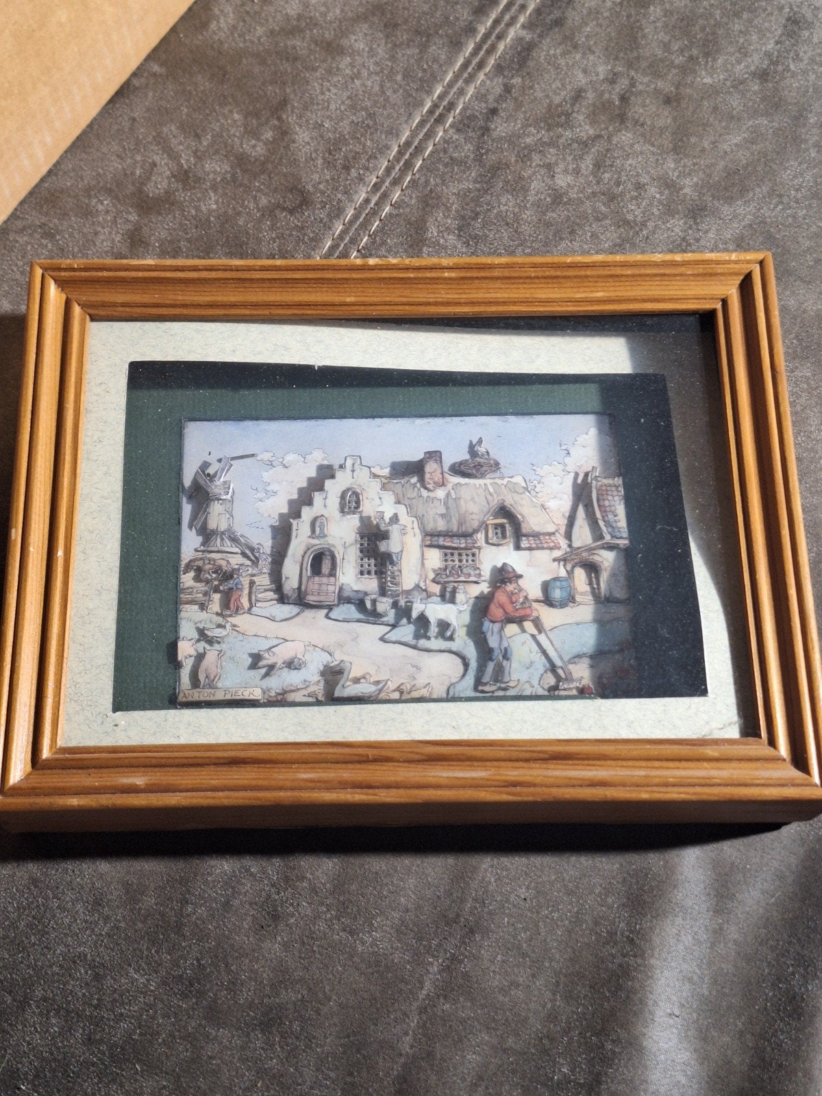 Anton Pieck 3D-schilderij in houten lijst, Antiek en Kunst, Ophalen of Verzenden