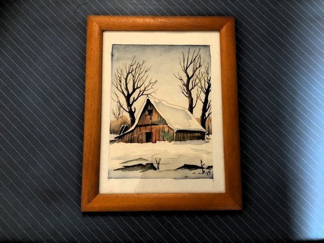 Schilderijen Winterlandschap, Antiek en Kunst, Kunst | Schilderijen | Klassiek, Acrylverf, Bijzondere lijst, Overige ondergronden