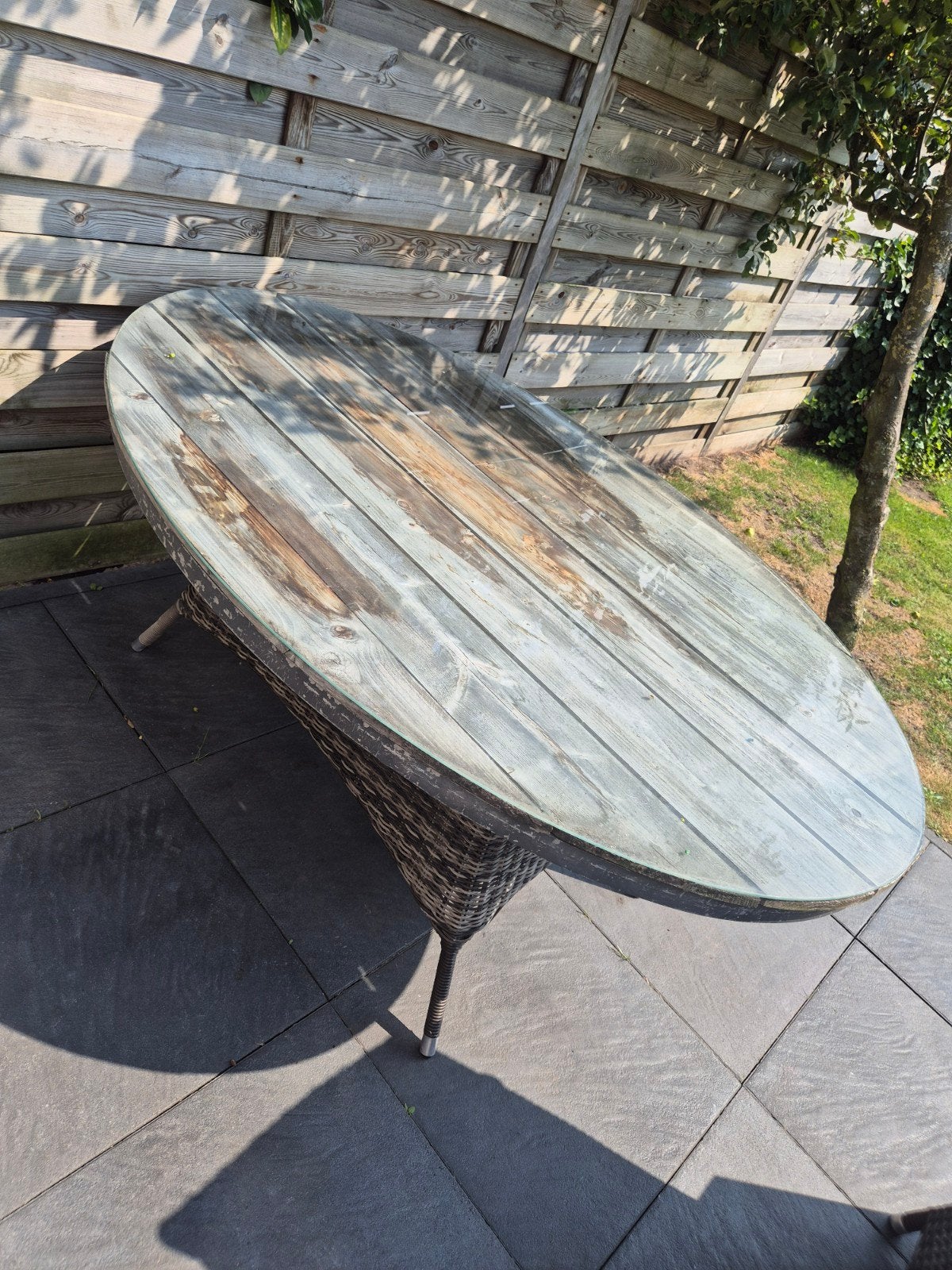 Ovale tuintafel met glasplaat, Tuin en Terras, Ophalen of Verzenden, Nieuw, Rechthoekig, Aluminium