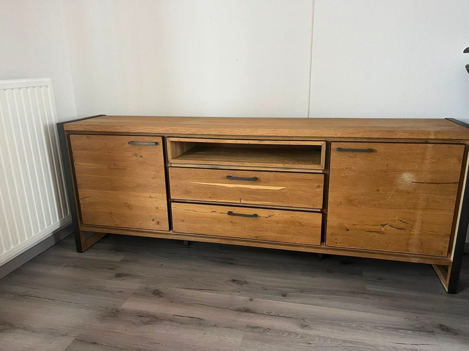 Dressoir Railway-Brown eiken fineer - deuren, laden, niche, Ophalen, Gebruikt, Eikenhout, 200 cm of meer