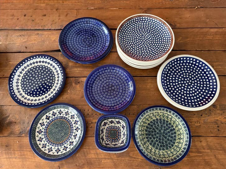 Bunzlau Pools servies: borden en schaaltjes (ook Unikat), Huis en Inrichting, Gebruikt, Overige merken, Landelijk/Boerenbont, Ophalen of Verzenden