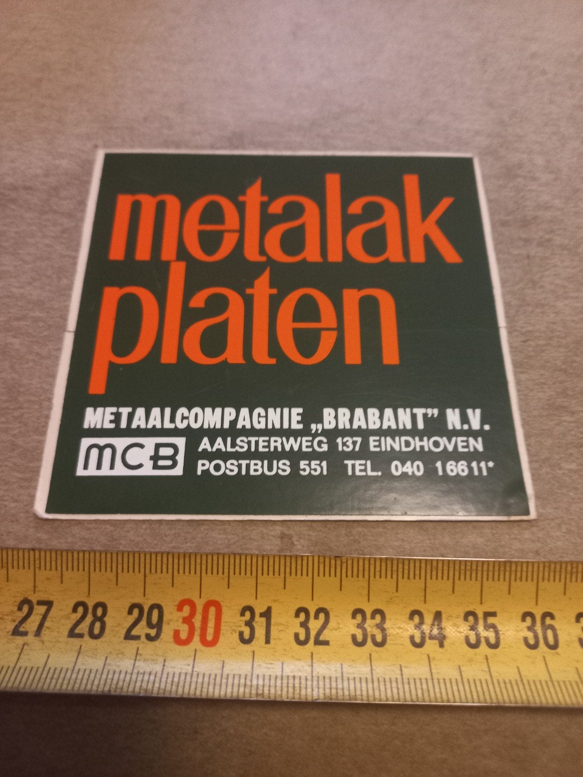 Vintage Metalak Platen sticker Metaalcompagnie Brabant, Ophalen of Verzenden