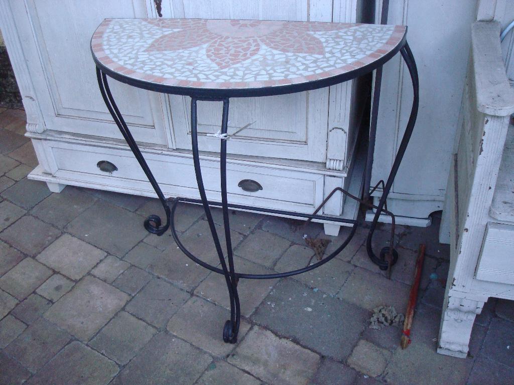 halfronde mozaiek sides tafel metalen onderstel, Ophalen