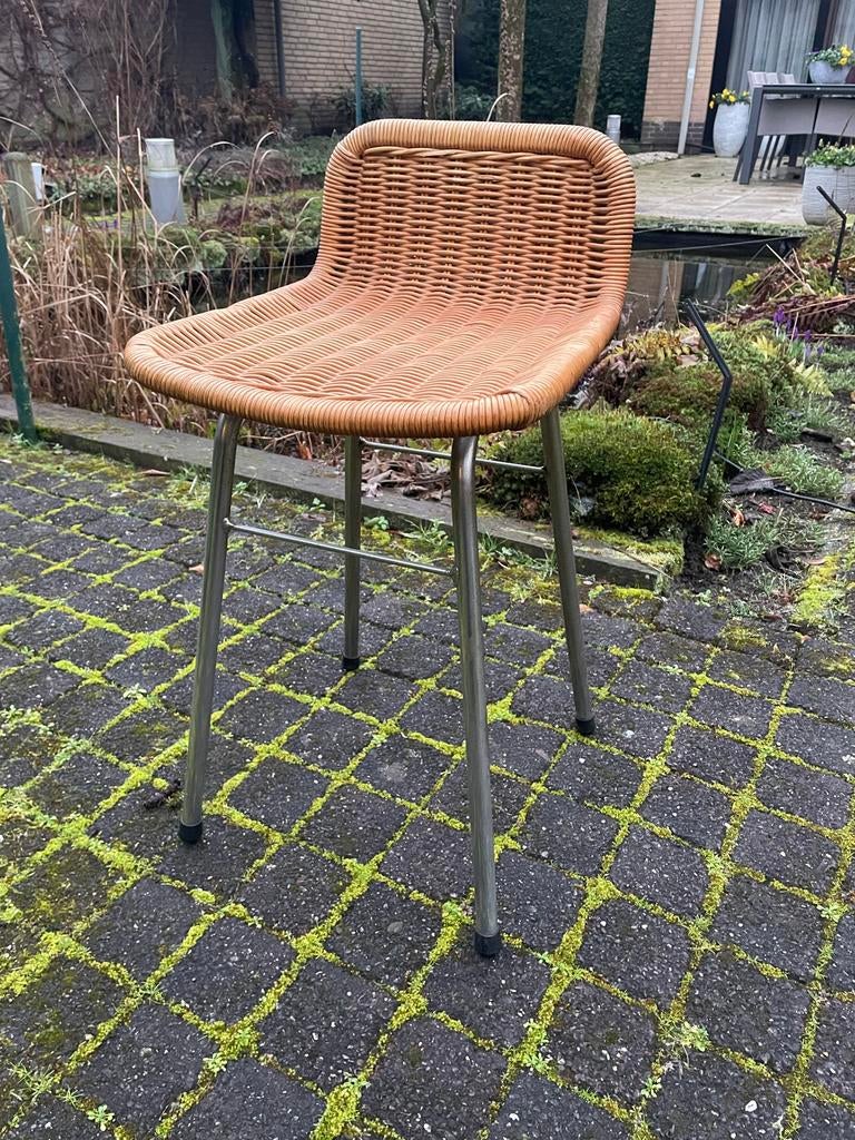 Rohé Noordwolde (lage) barkrukken (5 stuks), Huis en Inrichting, Barkrukken, Gebruikt, 30 tot 60 cm, Metaal, 4 krukken, Ophalen