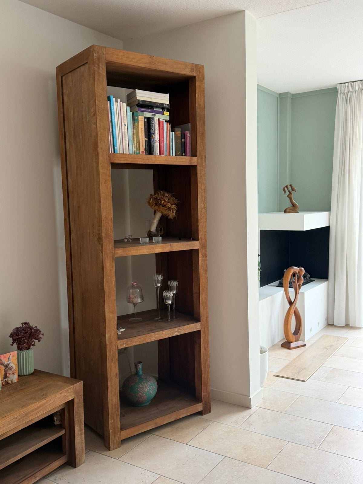 Massief houten boeken kast, Ophalen, 200 cm of meer, 50 tot 100 cm, Zo goed als nieuw