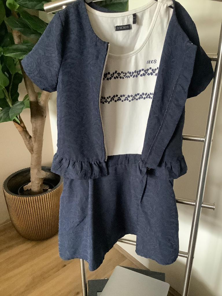 Jurk formal 128 IKKS navy/bolero, Ophalen of Verzenden, Zo goed als nieuw, Jurk of Rok, IKKS