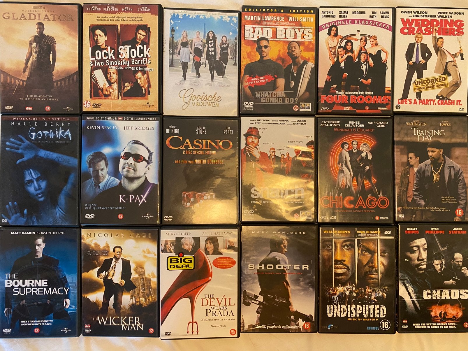 18 DVD’s Mix van Actie Misdaad Thriller Humor, Vanaf 16 jaar, Ophalen of Verzenden, Gebruikt, Actiethriller