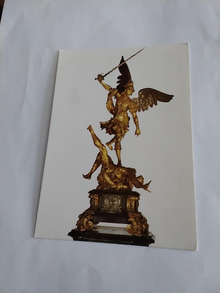 BEELD  MICHAEL IN WAPENUUTRUSTING MET ZWAARD EN VLEUGELS, Ophalen of Verzenden, Voor 1920, Overige thema's